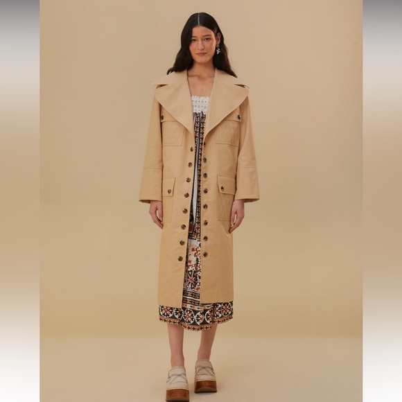 FARM Rio Jackets & Blazers - NWT FARM Rio ‘Pockets Over Nude’ Tan Trench Coat - Size XS